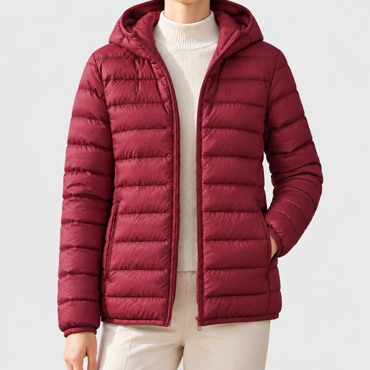 Quilted Hooded Puffer Jacket with Full Zip and Zipped Pockets - Marl &amp; Mere