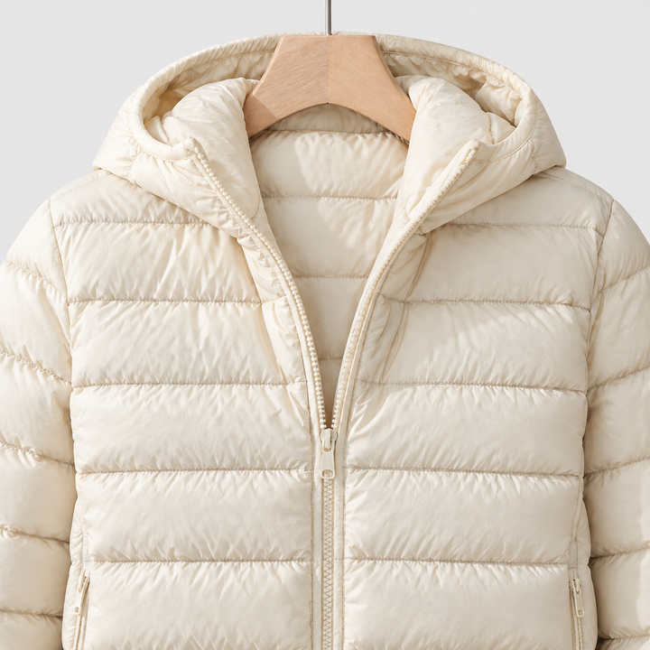 Quilted Hooded Puffer Jacket with Full Zip and Zipped Pockets - Marl &amp; Mere