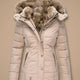 Quilted Puffer Coat with Faux Fur Hood and Cinched Waist