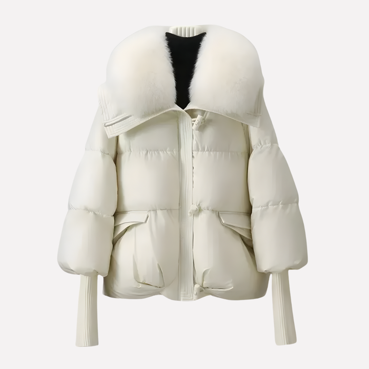 Quilted Puffer Jacket with Detachable Faux Fur Collar