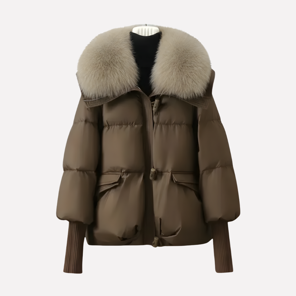 Quilted Puffer Jacket with Detachable Faux Fur Collar - Marl & Mere