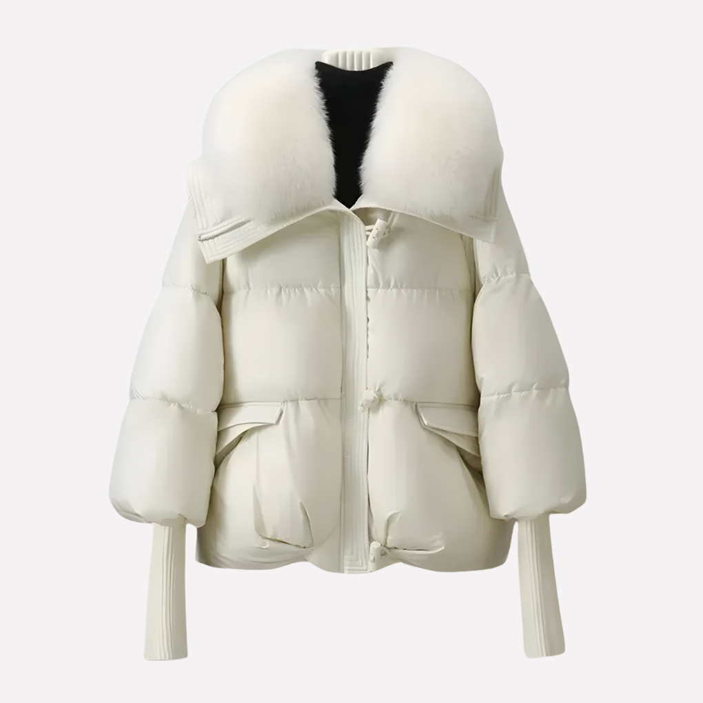 Quilted Puffer Jacket with Detachable Faux Fur Collar - Marl &amp; Mere