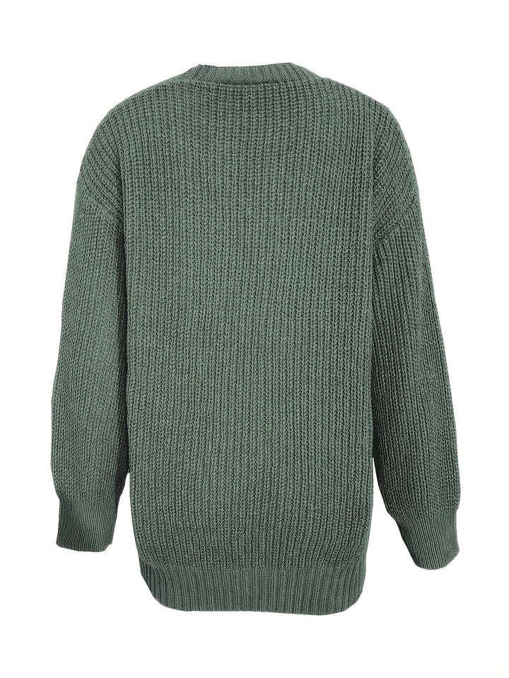 Relaxed Chunky Rib Knit Cardigan with Button Front and Pockets