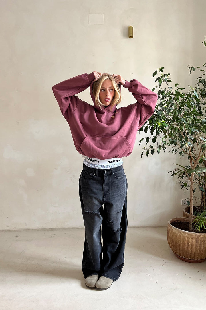 Relaxed Cotton-Blend Hoodie with Back Print - Marl &amp; Mere