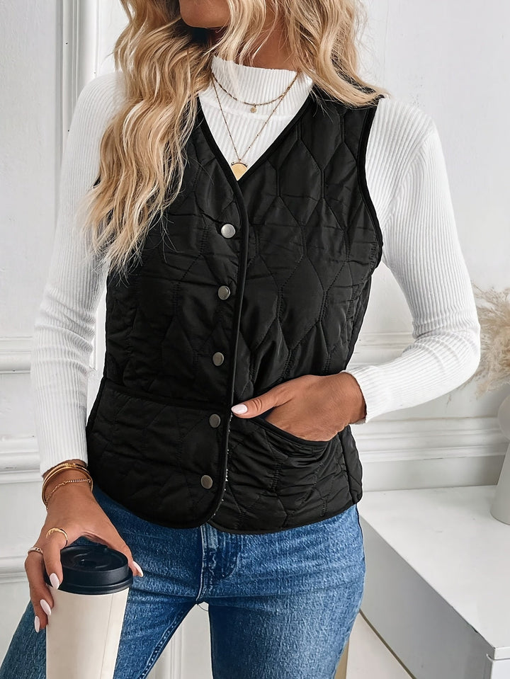 Reversible Quilted Plush Gilet with Snap Front