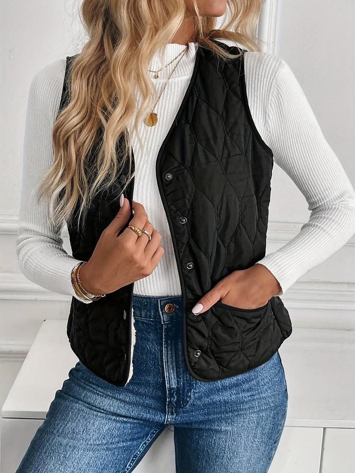 Reversible Quilted Plush Gilet with Snap Front - Marl &amp; Mere