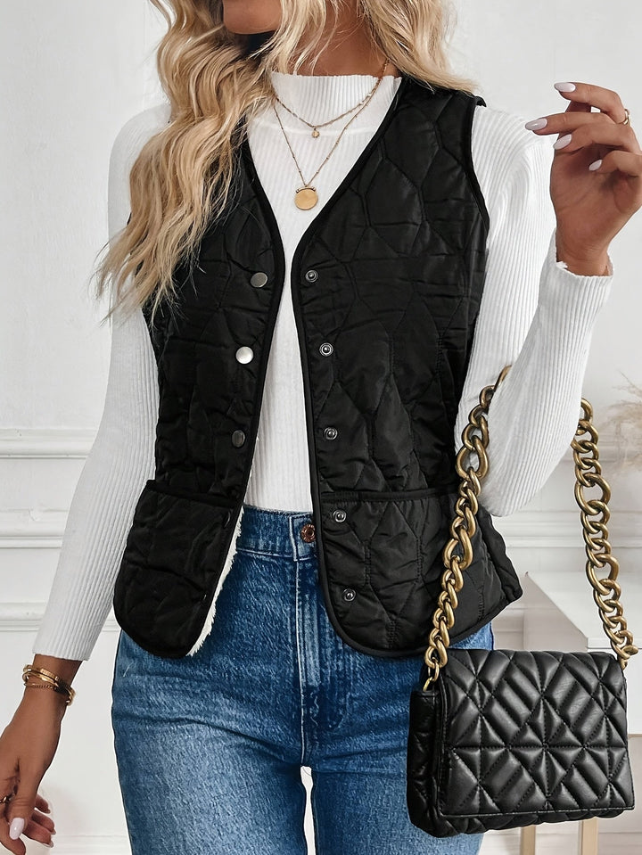 Reversible Quilted Plush Gilet with Snap Front - Marl &amp; Mere