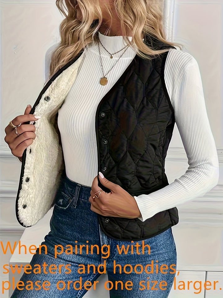 Reversible Quilted Plush Gilet with Snap Front - Marl &amp; Mere