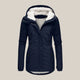 Sherpa-Lined Hooded Quilted Jacket with Drawstring Hood and Zip Front