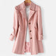 Single-Breasted Trench Coat with Lapel Collar and Back Yoke