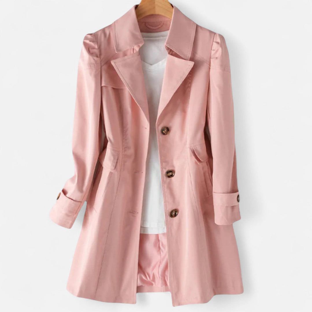 Single-Breasted Trench Coat with Lapel Collar and Back Yoke - Marl & Mere