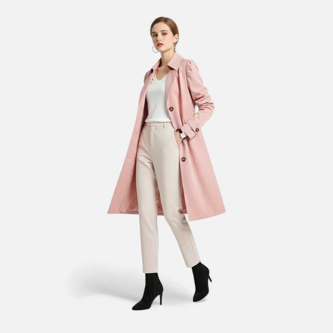 Single-Breasted Trench Coat with Lapel Collar and Back Yoke - Marl &amp; Mere