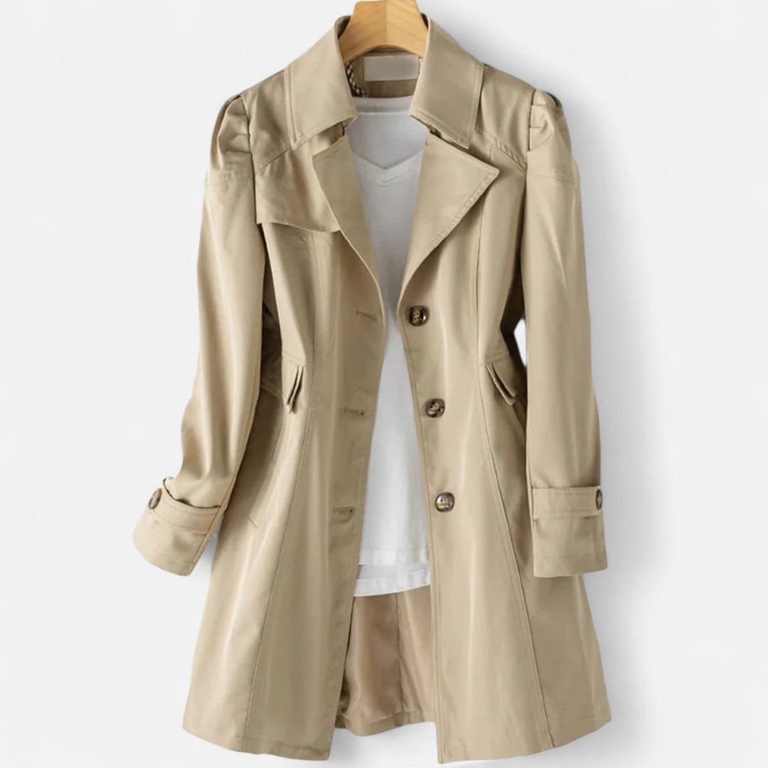 Single-Breasted Trench Coat with Lapel Collar and Back Yoke - Marl &amp; Mere