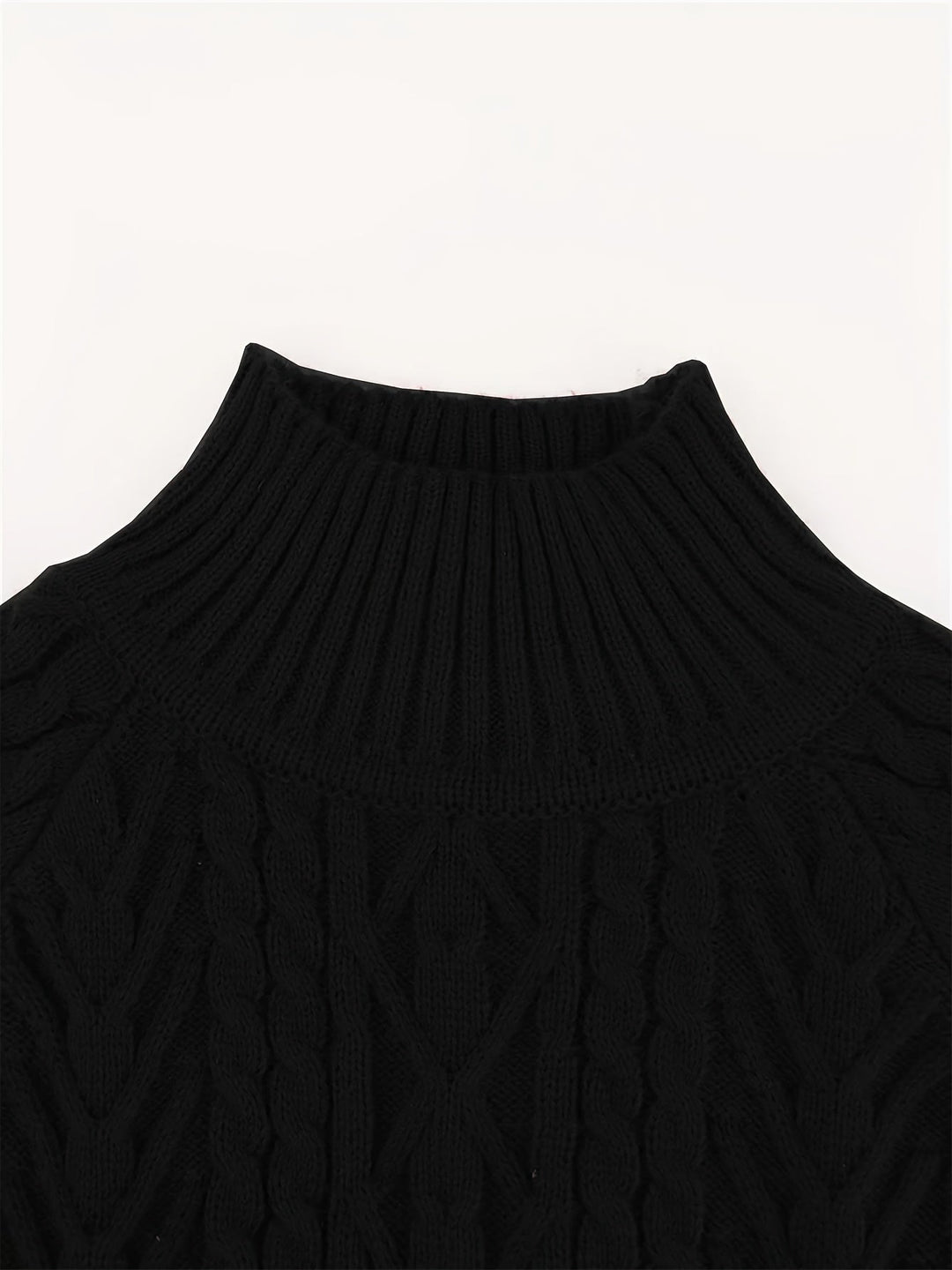 Textured Knit Half-Collar Jumper with Balloon Sleeves