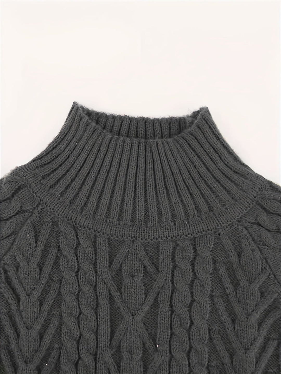 Textured Knit Half-Collar Jumper with Balloon Sleeves
