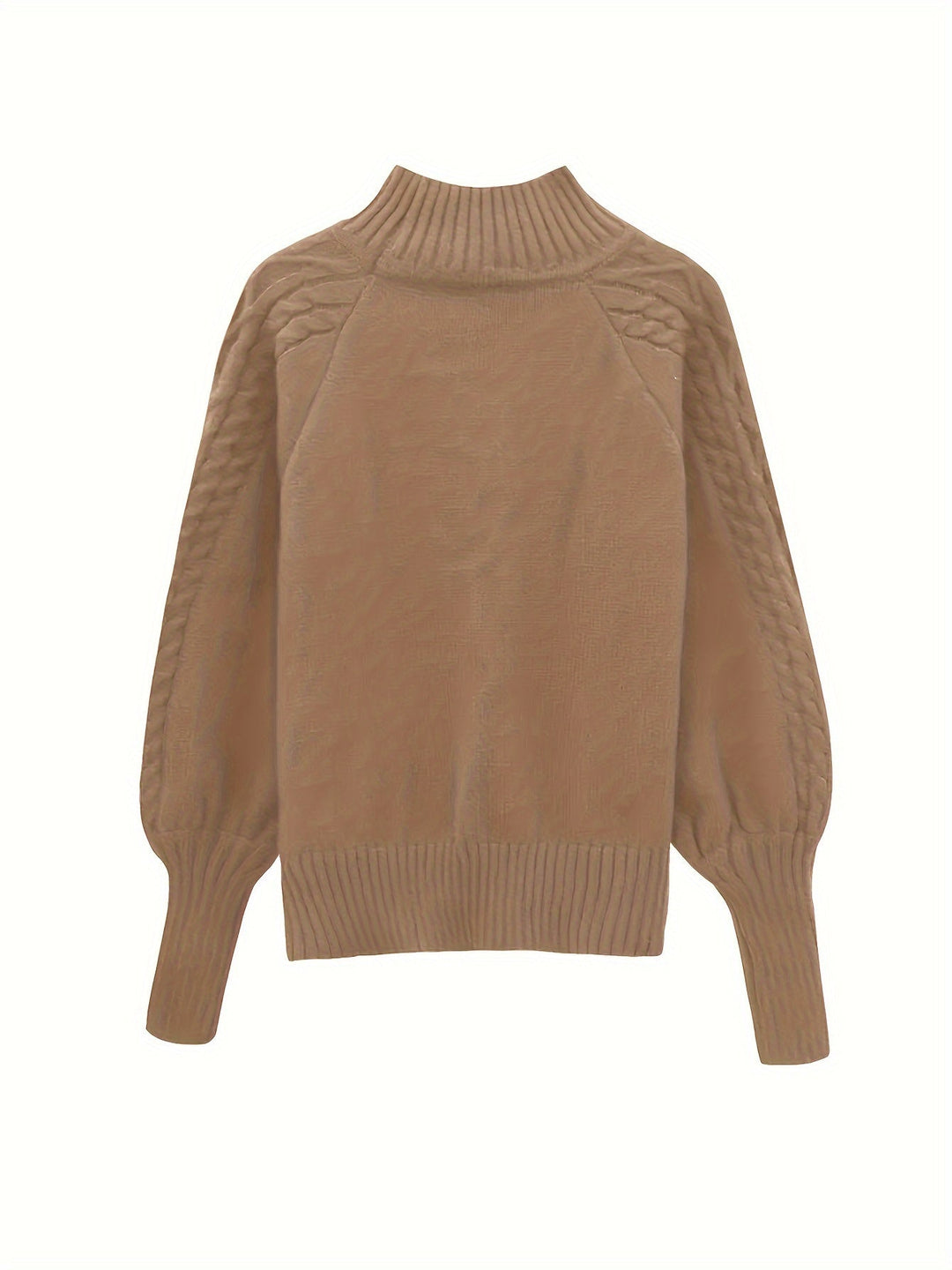 Textured Knit Half-Collar Jumper with Balloon Sleeves