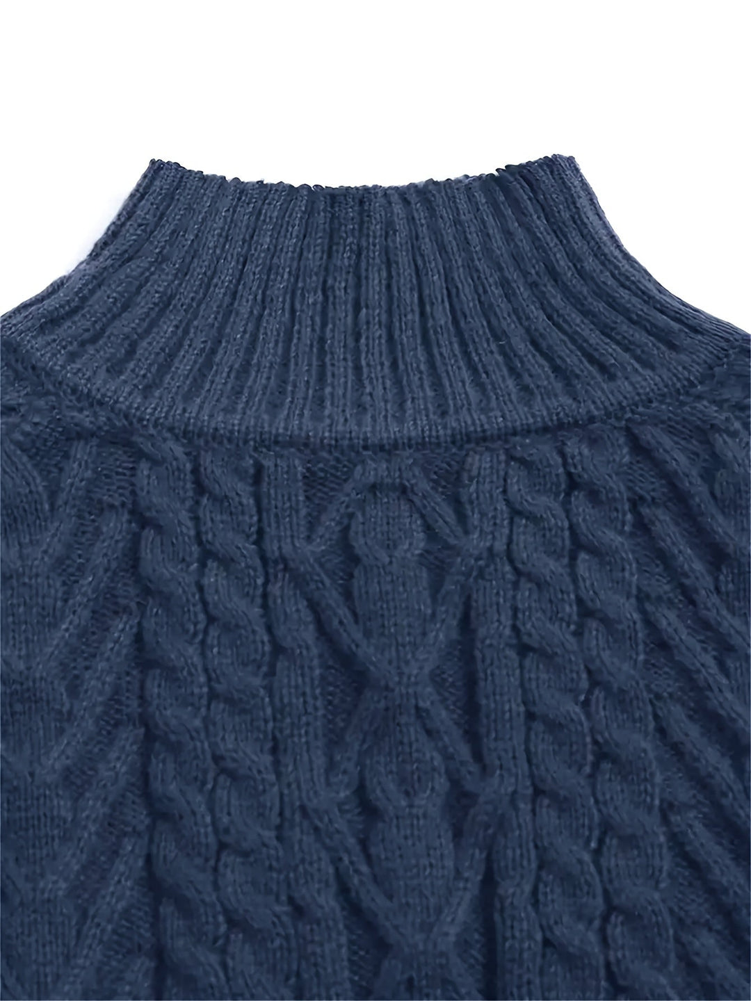 Textured Knit Half-Collar Jumper with Balloon Sleeves