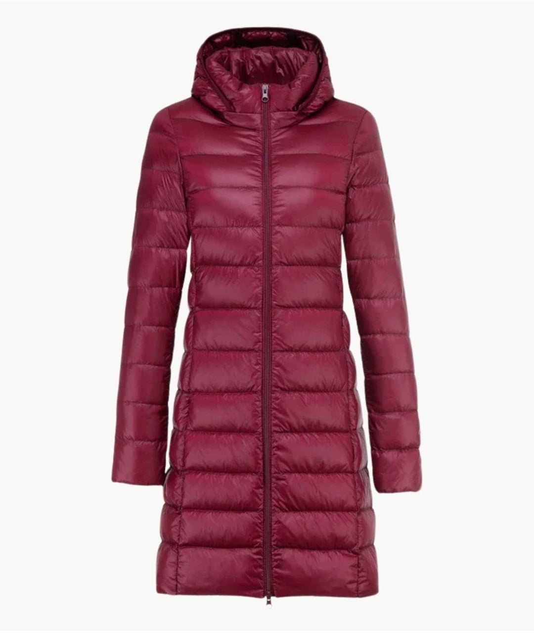 Ultralight Long Down Puffer Coat with Removable Collar and Slim Fit