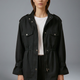 Utility Field Jacket with Stand Collar and Drawstring Waist