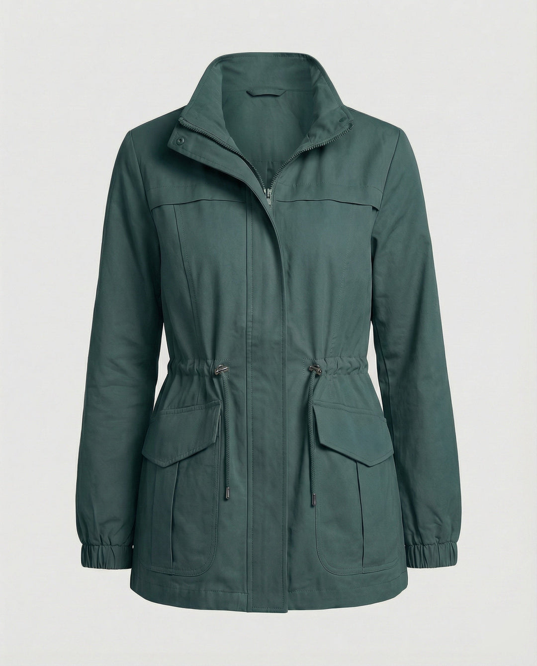 Utility Jacket with Adjustable Drawstring Waist and Large Flap Pockets - Marl &amp; Mere
