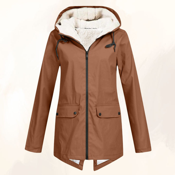 Waterproof Hooded Parka with Plush Fur Lining and Flap Pockets