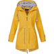 Waterproof Hooded Raincoat with Drawstring Waist and Striped Lining