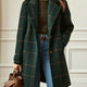 Windowpane Check Wool-Look Coat with Wide Collar and Relaxed Fit